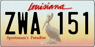 LA license plate ZWA151