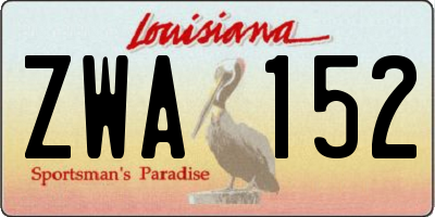 LA license plate ZWA152