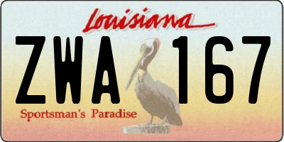 LA license plate ZWA167