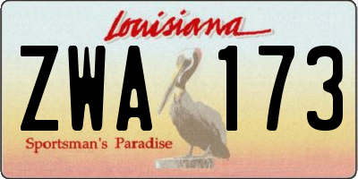 LA license plate ZWA173