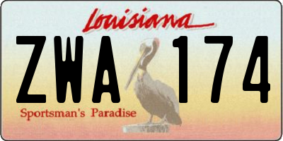 LA license plate ZWA174