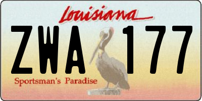 LA license plate ZWA177
