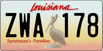LA license plate ZWA178