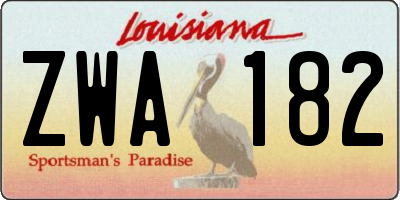 LA license plate ZWA182