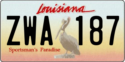 LA license plate ZWA187
