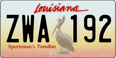LA license plate ZWA192