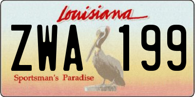 LA license plate ZWA199