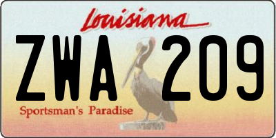LA license plate ZWA209