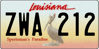 LA license plate ZWA212
