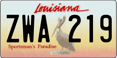 LA license plate ZWA219