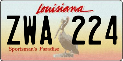 LA license plate ZWA224