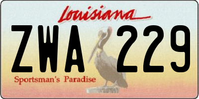 LA license plate ZWA229