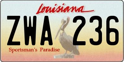 LA license plate ZWA236