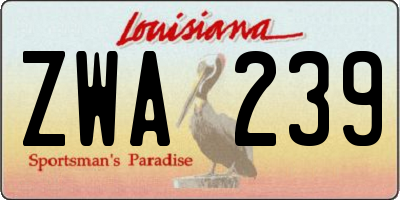 LA license plate ZWA239