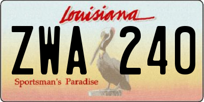 LA license plate ZWA240