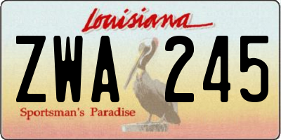 LA license plate ZWA245