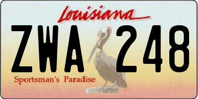 LA license plate ZWA248