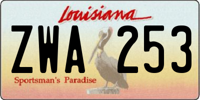 LA license plate ZWA253