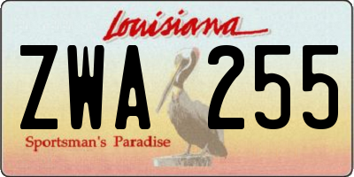 LA license plate ZWA255