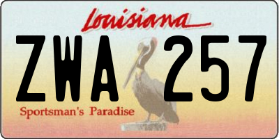 LA license plate ZWA257