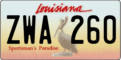 LA license plate ZWA260