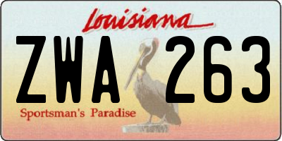 LA license plate ZWA263