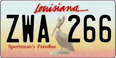LA license plate ZWA266