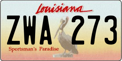 LA license plate ZWA273