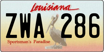 LA license plate ZWA286