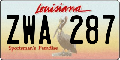LA license plate ZWA287