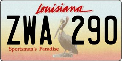 LA license plate ZWA290