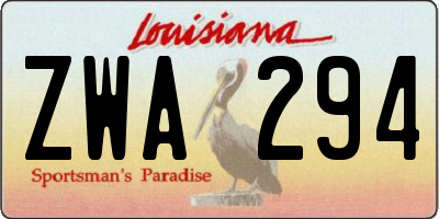 LA license plate ZWA294