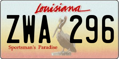 LA license plate ZWA296