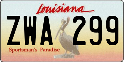 LA license plate ZWA299