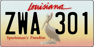 LA license plate ZWA301