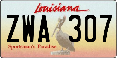 LA license plate ZWA307