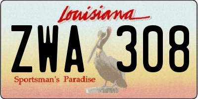 LA license plate ZWA308