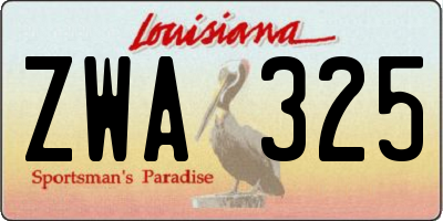 LA license plate ZWA325