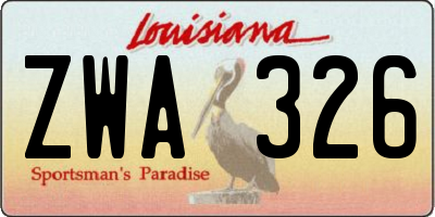 LA license plate ZWA326