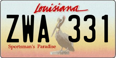 LA license plate ZWA331
