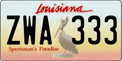 LA license plate ZWA333