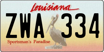 LA license plate ZWA334