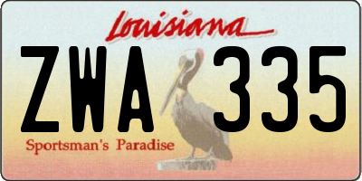 LA license plate ZWA335