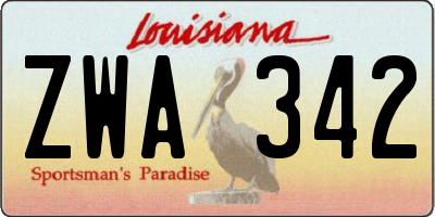 LA license plate ZWA342