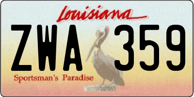 LA license plate ZWA359