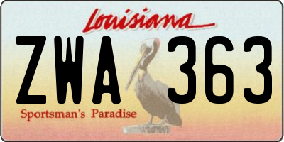 LA license plate ZWA363