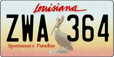 LA license plate ZWA364