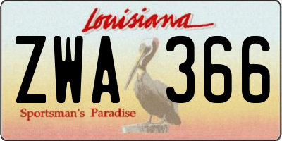 LA license plate ZWA366