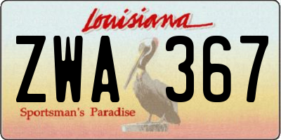 LA license plate ZWA367