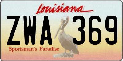 LA license plate ZWA369